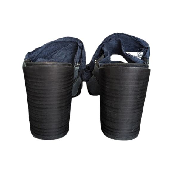 Kelsi Dagger Brooklyn Monaco Sandal Black Blue Fabric Block Heels Slip On 7.5. - Picture 5 of 7